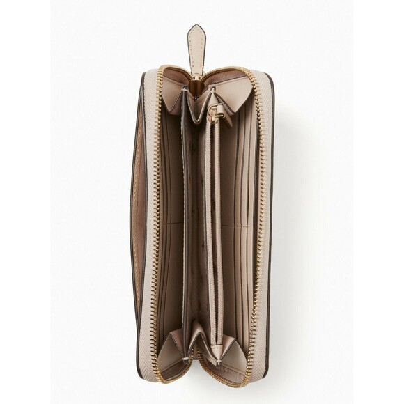 New Kate Spade Brynn Large Continental Wallet Saffiano Warm Beige - Picture 2 of 3